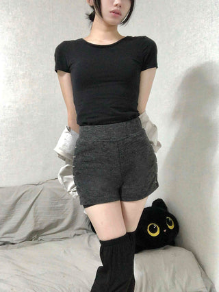 High-waisted Medium Shorts with Side Stud Detail