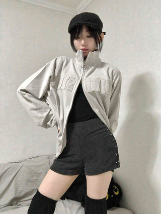 High-waisted Medium Shorts with Side Stud Detail