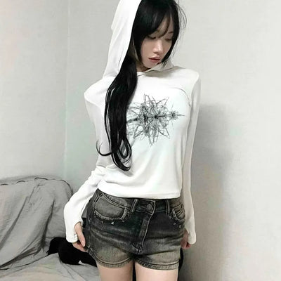 Distressed Vintage Washed Rolled-up Denim Shorts