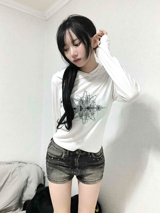 Distressed Vintage Washed Rolled-up Denim Shorts