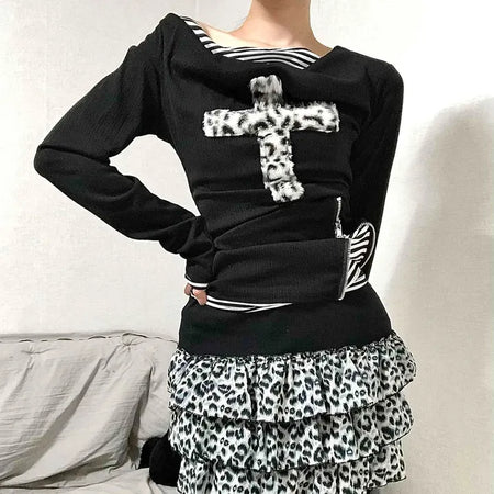Leopard Tiered Pleated Mini Skirt