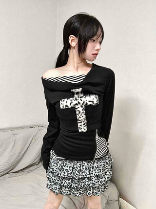 Leopard Tiered Pleated Mini Skirt