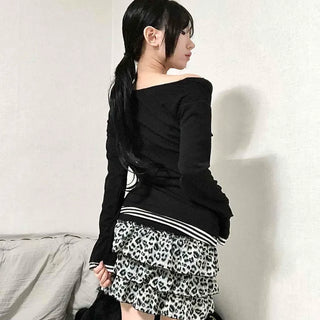 Leopard Tiered Pleated Mini Skirt
