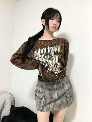 Vintage Washed Cargo Pocket Denim Mini Skirt