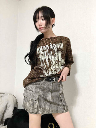 Vintage Washed Cargo Pocket Denim Mini Skirt