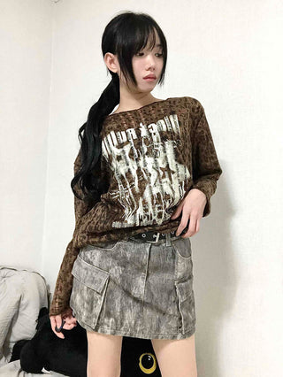 Vintage Washed Cargo Pocket Denim Mini Skirt