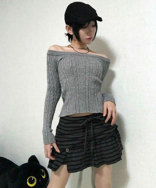 Pleated Shirred Mini Skirt