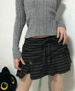 Pleated Shirred Mini Skirt