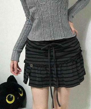 Pleated Shirred Mini Skirt