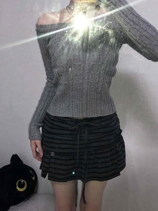 Pleated Shirred Mini Skirt