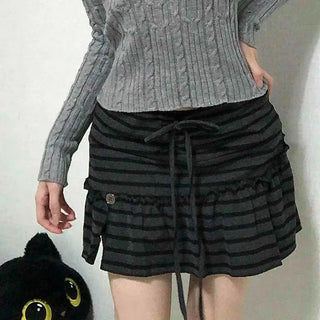 Pleated Shirred Mini Skirt