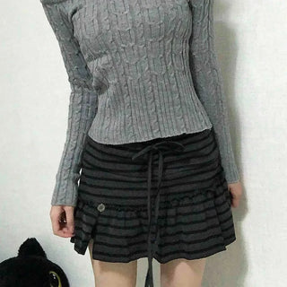 Pleated Shirred Mini Skirt