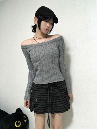 Pleated Shirred Mini Skirt