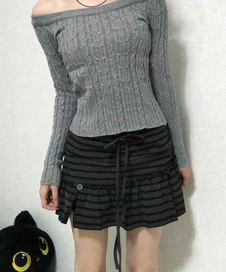 Pleated Shirred Mini Skirt