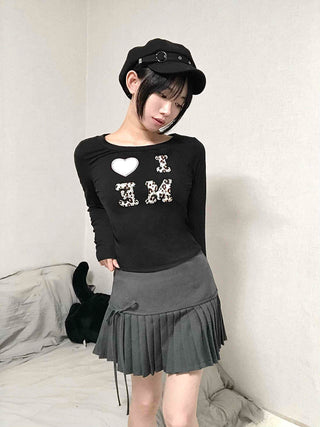 Gray Pleated Mini Skirt