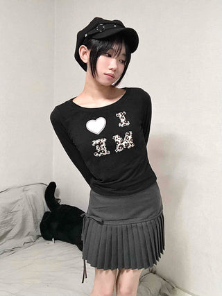 Gray Pleated Mini Skirt