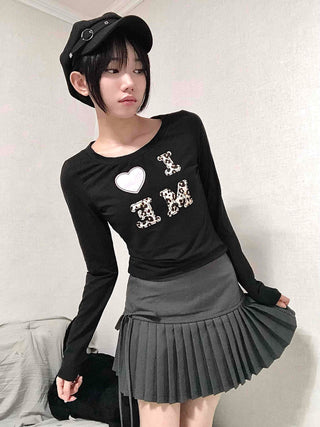 Gray Pleated Mini Skirt