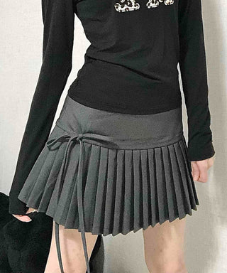 Gray Pleated Mini Skirt
