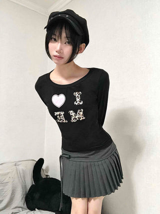 Gray Pleated Mini Skirt