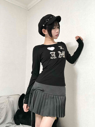 Gray Pleated Mini Skirt