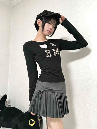 Gray Pleated Mini Skirt