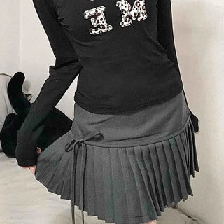 Gray Pleated Mini Skirt