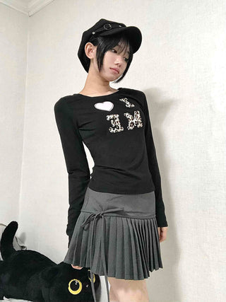 Gray Pleated Mini Skirt