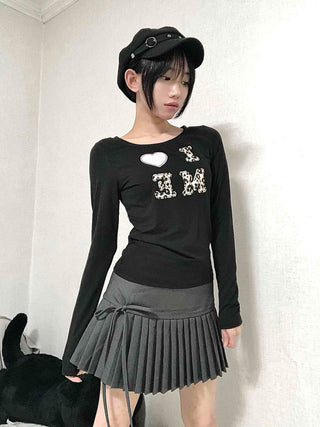 Gray Pleated Mini Skirt