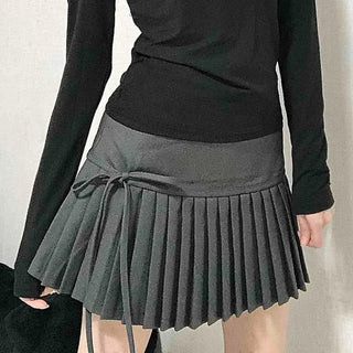 Gray Pleated Mini Skirt