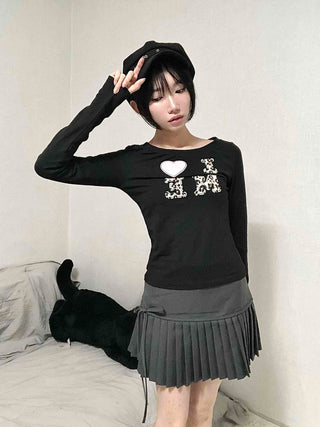 Gray Pleated Mini Skirt
