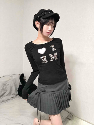 Gray Pleated Mini Skirt