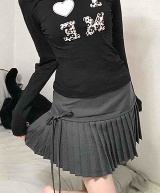 Gray Pleated Mini Skirt