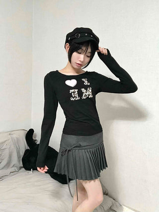 Gray Pleated Mini Skirt
