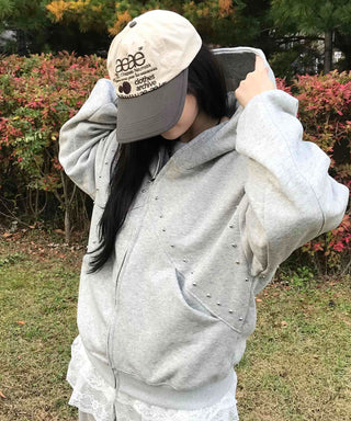 Antique Wappen Patch Layered Zip-Up Hoodie