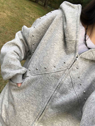 Antique Wappen Patch Layered Zip-Up Hoodie