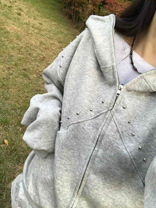 Antique Wappen Patch Layered Zip-Up Hoodie