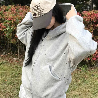 Antique Wappen Patch Layered Zip-Up Hoodie