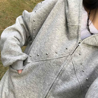 Antique Wappen Patch Layered Zip-Up Hoodie
