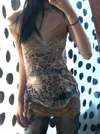 Romantic Lace Leopard Print Camisole Sleeveless