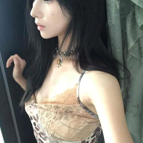 Romantic Lace Leopard Print Camisole Sleeveless