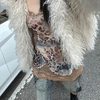 Romantic Lace Leopard Print Camisole Sleeveless