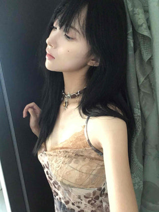 Romantic Lace Leopard Print Camisole Sleeveless
