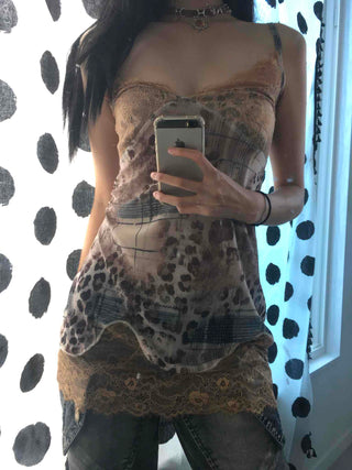 Romantic Lace Leopard Print Camisole Sleeveless