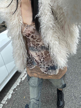 Romantic Lace Leopard Print Camisole Sleeveless