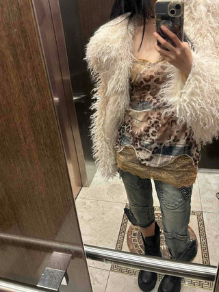 Romantic Lace Leopard Print Camisole Sleeveless