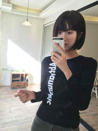 Urban Street Diagonal Lettering Slim Fit Round T-shirt