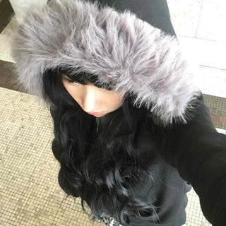 Volumi Fur Hood Padded Quilted Zip-Up Jumper