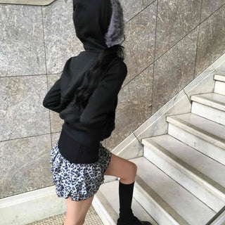 Volumi Fur Hood Padded Quilted Zip-Up Jumper