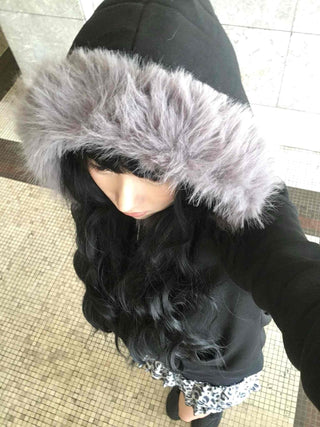 Volumi Fur Hood Padded Quilted Zip-Up Jumper