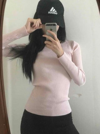 Ribbed Deep V-Neck Slim Fit Knit